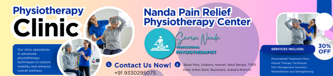 Blue and White Modern Physiotherapy Clinic Twitter Ad (550 x 125 mm)